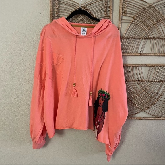 Disney Sweaters - Disney Moana Pullover Fleece Hoodie Coral Peach Hawaii B5  Women's Sz 2X B5